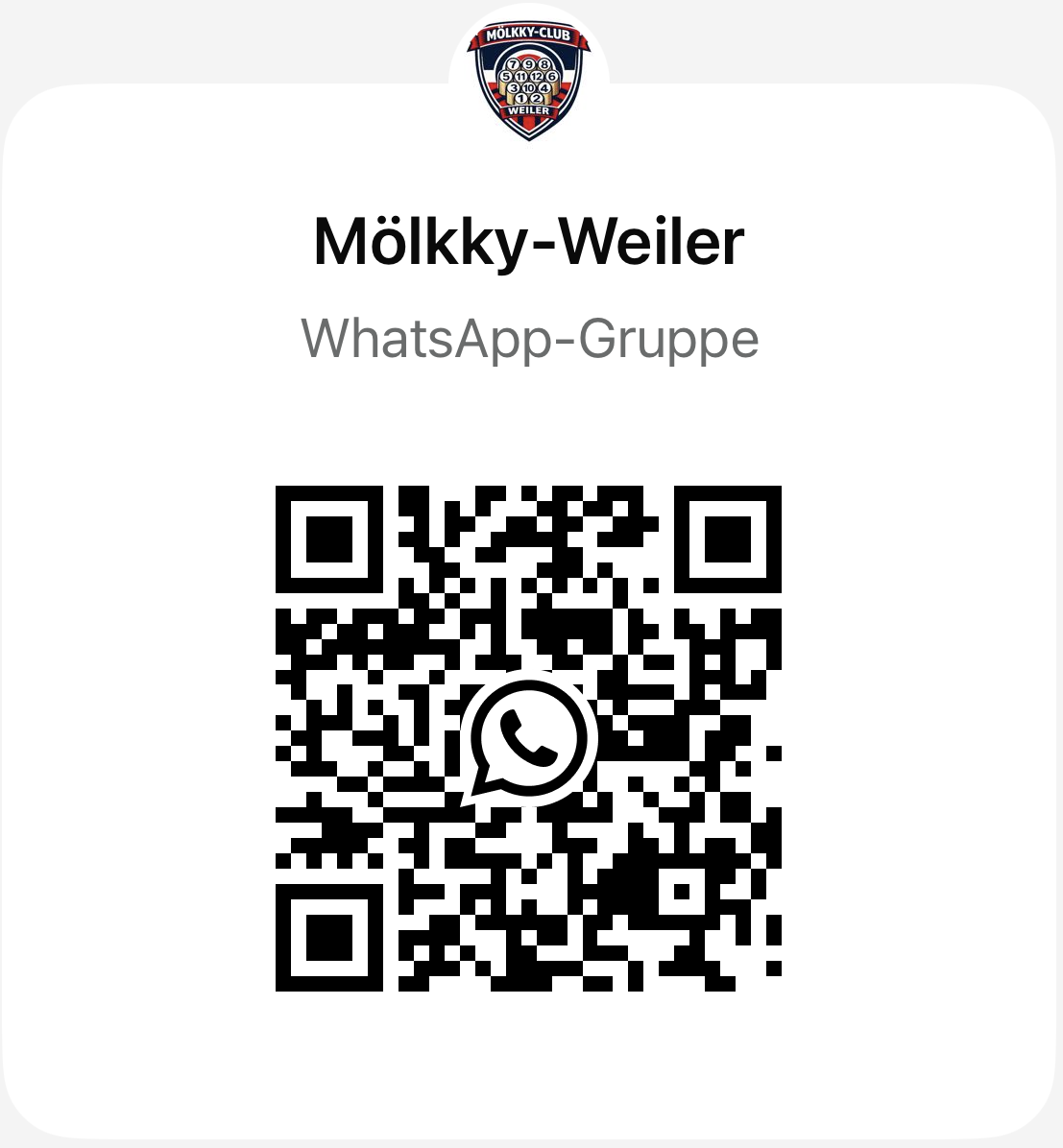 QR-Code zur WhatsApp-Gruppe des Mölkky-Club Weiler